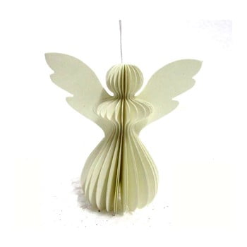 Decorațiune din hârtie pentru crăciun, formă înger only natural, 12,5 x 7,5 cm, gri deschis