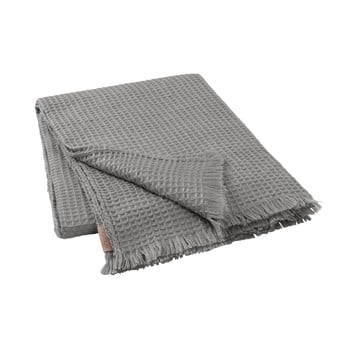 Pled tricotat cu model gofre blomus, 130 x 180 cm, gri