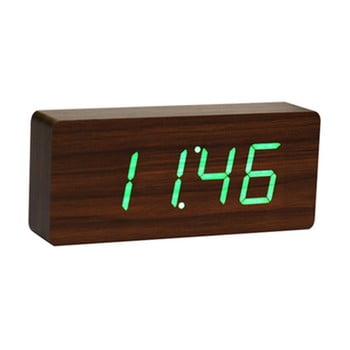 Ceas deșteptător cu led gingko slab click clock, maro - verde