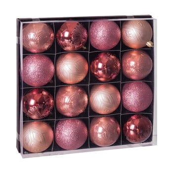 Set 16 decorațiuni de crăciun unimasa copper, roz