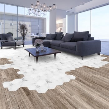 Set 10 autocolante impermeabile pentru podea ambiance hexagon