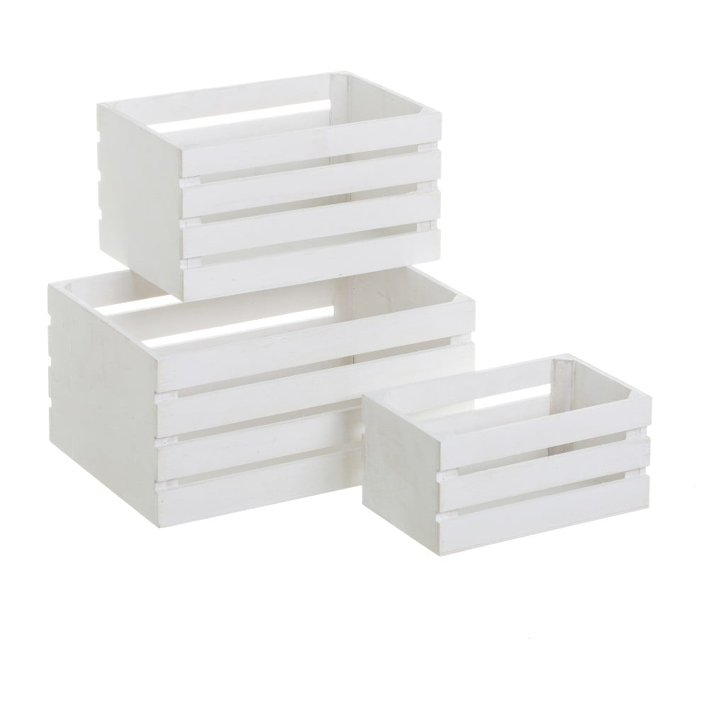 Bílé úložné boxy v sadě 3 ks 31x23x15 cm – Casa Selección