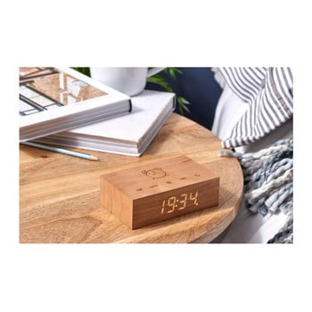 Ceas deșteptător cu led gingko flip click, maro