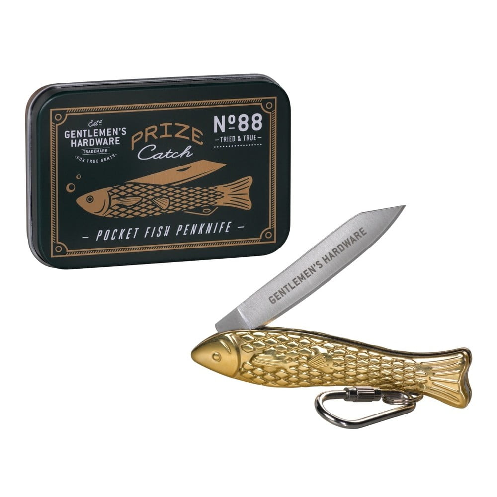Nožík ve tvaru rybičky ve zlaté barvě Gentlemen's Hardware