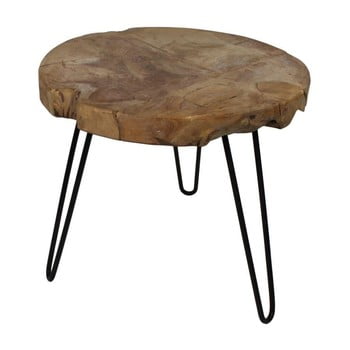 Masă auxiliară din lemn de tec hsm collection live edge, 55 x 50 cm