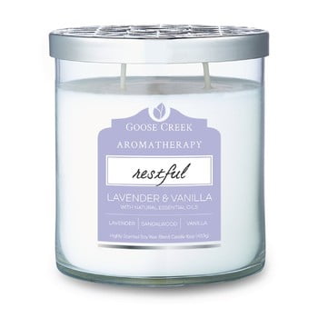 Lumânare parfumată în recipient de sticlă Goose Creek Lavender & Vanilla, 60 ore de ardere