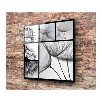 Tablou din sticlă insigne harmo, 30 x 30 cm, negru - alb