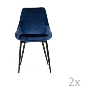 Set 2 scaune cu tapițerie din catifea tenzo lex, albastru închis