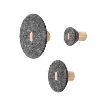 Set 3 cuiere de perete, blomus pela, gri