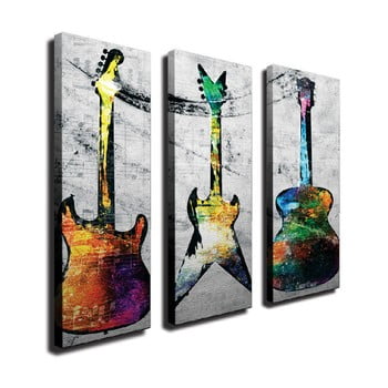 Tablou pe pânză din 3 piese guitars