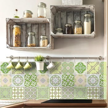 Set 9 autocolante ambiance shade of green, 10 x 10 cm