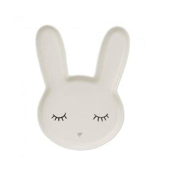 Farfurie din ceramică pentru copii Bloomingville Smilla Bunny, alb imagine