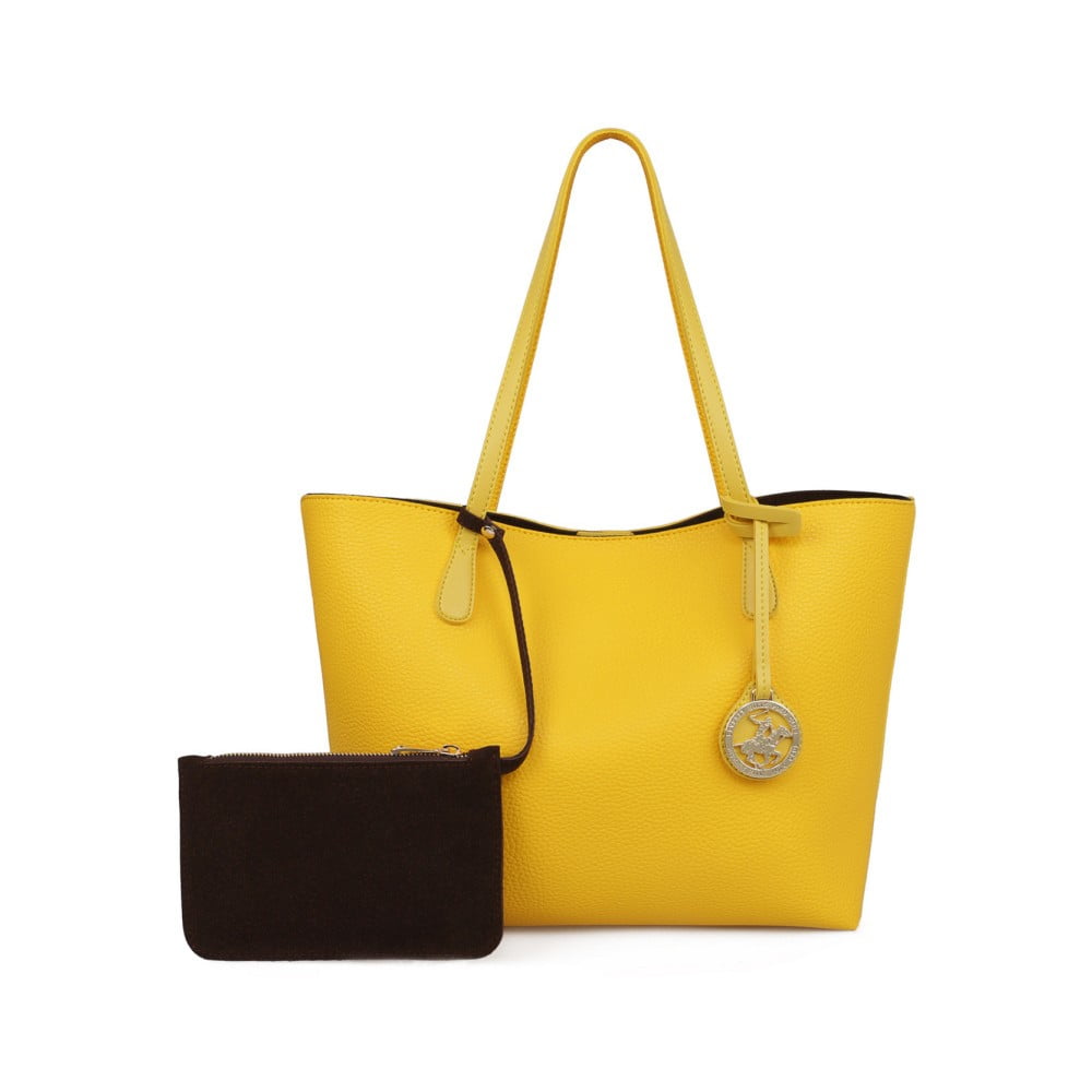 Žlutá kabelka s hnědým vnitřkem Beverly Hills Polo Club Celeste