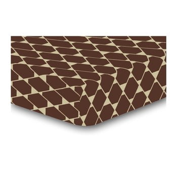 Cearșaf cu elastic, din microfibră decoking rhombuses, 120 x 200 cm, maro