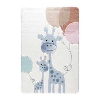 Covor pentru copii confetti happy giraffe, 133 x 190 cm, albastru deschis