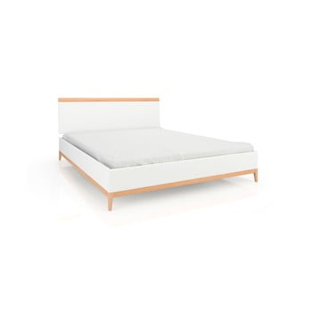 Pat din lemn de pin skandica livia, 180 x 200 cm, alb-natural