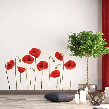 Set autocolante pentru perete Ambiance Vermeil Poppies, 40 x 45 cm