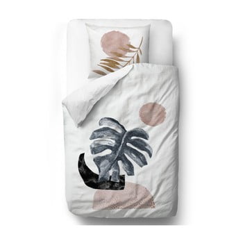 Lenjerie de pat din bumbac satinat butter kings glossy monstera, 135 x 200 cm