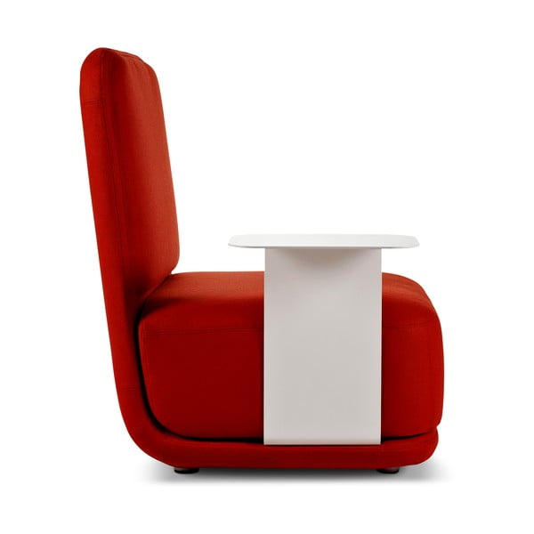 Červené křeslo s bílým kovovým stolkem Softline Standby High + Side Table
