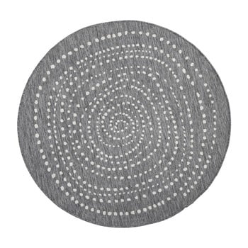 Covor reversibil adecvat interior/exterior bougari bali, ⌀ 140 cm, gri