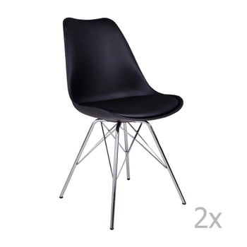 Set 2 scaune house nordic oslo chrome, negru