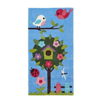 Covor țesut manual think rugs tree hong kong, 70 x 140 cm, albastru