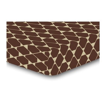 Cearșaf cu elastic, din microfibră decoking rhombuses, 200 x 220 cm, maro