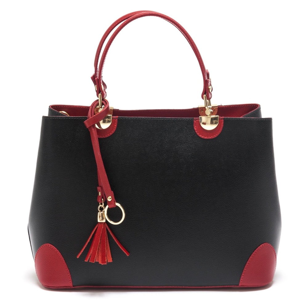 Černo-červená kožená kabelka Isabella Rhea no. 462