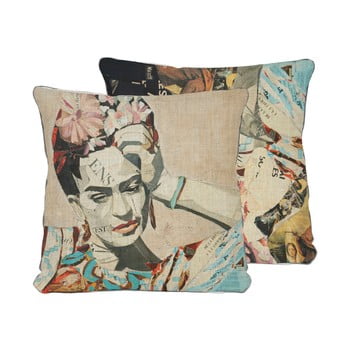 Față de pernă reversibilă madre selva frida collage blue, 45 x 45 cm