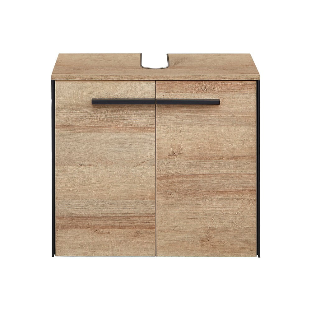 Závěsná skříňka pod umyvadlo v dekoru dubu v přírodní barvě 53x60 cm Quickset 395 – Pelipal