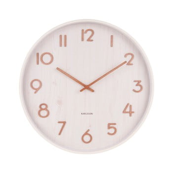 Ceas de perete din lemn de tei karlsson pure medium, alb, ø 40 cm