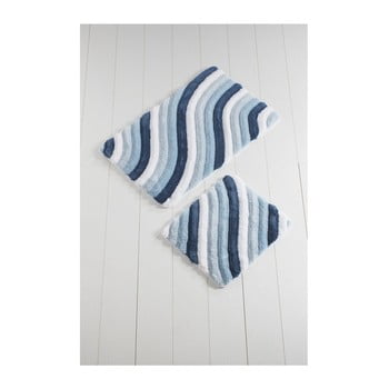 Set 2 covoare de baie colorful, albastru