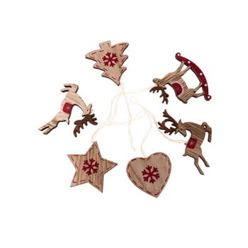 Set 6 decorațiuni suspendate din lemn dakls