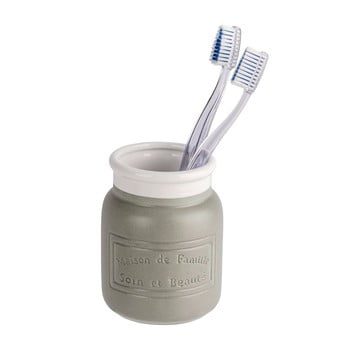 Pahar ceramic pentru periuțe wenko maison, gri-alb