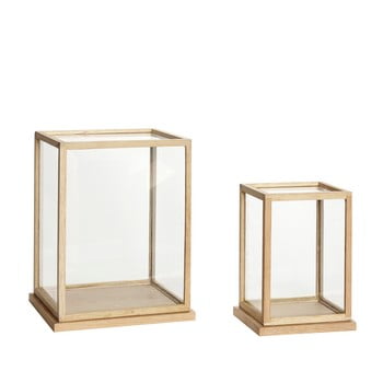 Set 2 cutii decorative pentru depozitare cu o construcție din lemn de stejar Hübsch Oak Display Tall