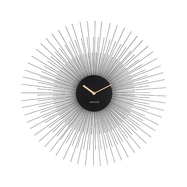 Černé nástěnné hodiny Karlsson Peony Large, ø 60 cm