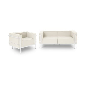 Set mobilier de grădină potrivit pentru 3 persoane calme jardin cannes, bej - alb