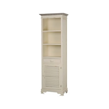 Bibliotecă îngustă din lemn de plop livin hill pesaro, crem