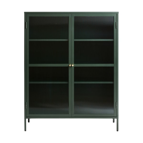Zelená kovová vitrína Unique Furniture Bronco, výška 140 cm