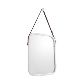 Oglindă de perete cu ramă albă pt living idylic, lungime 40,5 cm