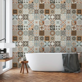 Set 30 autocolante de perete ambiance cement tiles bali, 15 x 15 cm