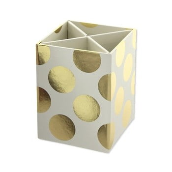 Suport pentru ustensile de scris Go Stationery Gold Polka Cream