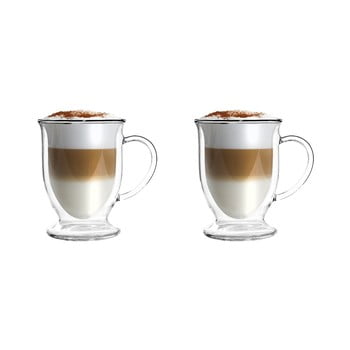 Set 2 căni din sticlă dublă pentru latte vialli design, 250 ml
