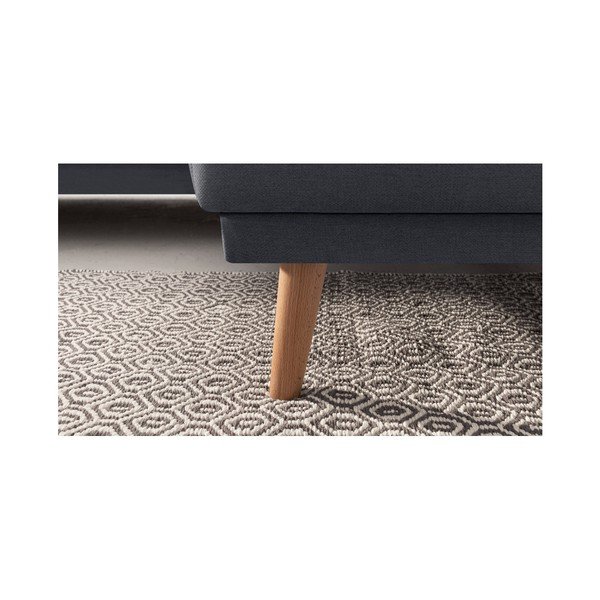 Tmavě šedá rohová rozkládací pohovka s lenoškou Bobochic Paris Panoramique XXL Mola, pravý roh