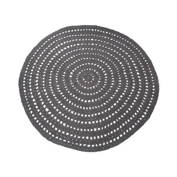 Covor rotund din bumbac label51 knitted, ⌀ 150 cm, gri închis