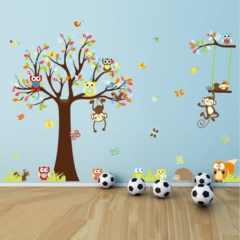Set autocolante ambiance cute monkeys playing on trees