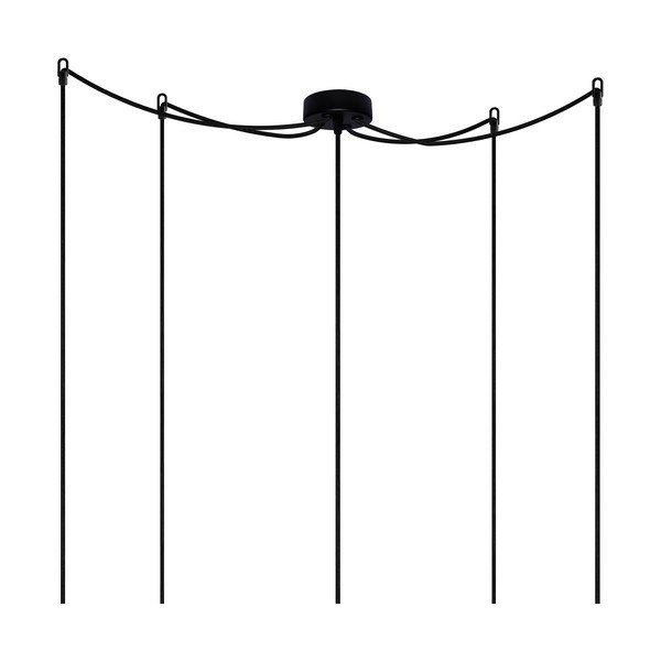 Závěsné svítidlo s 5 černými kabely a stříbrnou objímkou Bulb Attack Uno Cassie