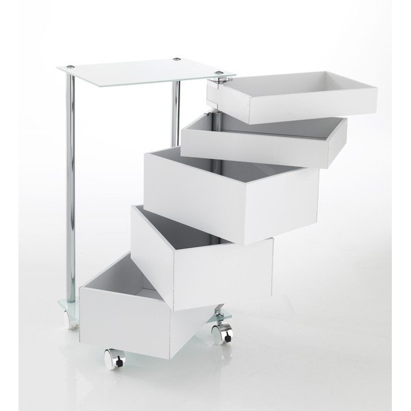 Bílý pojízdný vozík s 5 zásuvkami Tomasucci Bobo