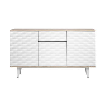 Comodă cu aspect de lemn deschis la culoare monobeli kristin, alb
