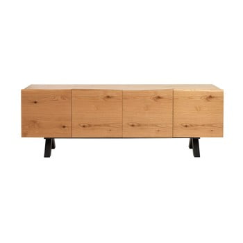 Comodă joasă din lemn de stejar alb Unique Furniture Oliveto poza